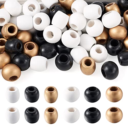 CEHJZQRPL 800 Stück natürliche ovale Holzperlen, 4 Farben, Holzperlen for die Schmuckherstellung(White/Black/Gold,16~20x15~17mm) von CEHJZQRPL