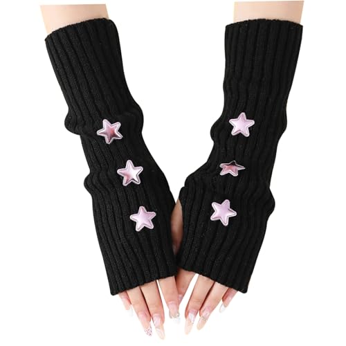 CEHJZQRPL Armstulpen Schwarz 17x3 Zoll (42x8 cm) Gestrickte Fingerlose Handschuhe for Frauen Mädchen von CEHJZQRPL