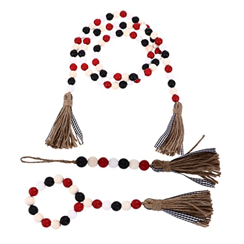 CEHJZQRPL Decor 3pc Holz Perle Quaste Rot Schwarz Khaki for Wand Hängen Photo Booth Party Baby Dusche von CEHJZQRPL