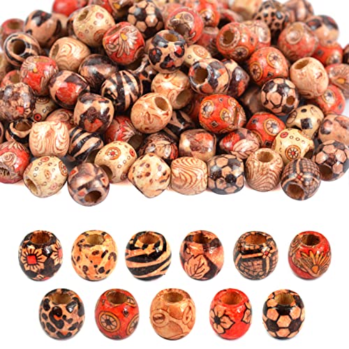 CEHJZQRPL Haarperlen aus natürlich lackiertem Holz, rund, lose Holzperlen, 12 mm, for die Schmuckherstellung, DIY, Makramee, Rosenkranz, Armband, Halskette, Haarschmuck, Basteln, 300 Stück von CEHJZQRPL