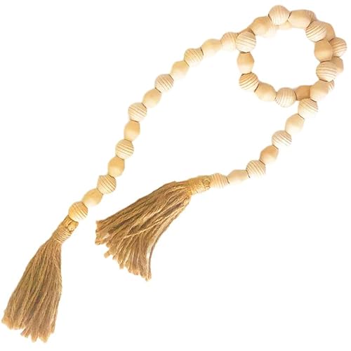 CEHJZQRPL Holzperlengirlande - Boho-Perlengirlande aus Holz mit Quasten - Boho-Perlen-Wohndekor for Regal, Tisch, Wand(Beehive+Cones) von CEHJZQRPL