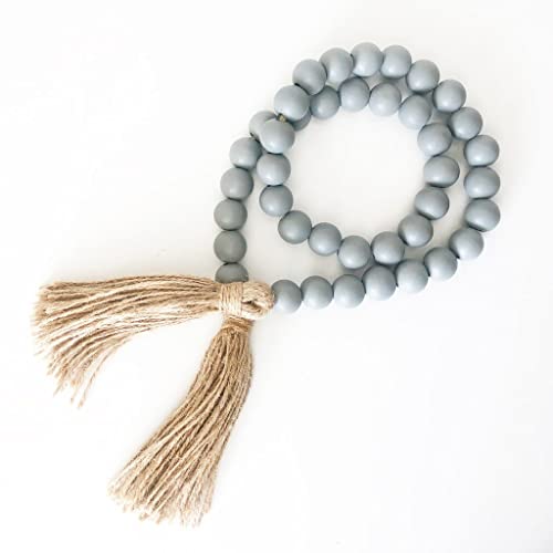 CEHJZQRPL Holzperlengirlande - Boho-Perlengirlande aus Holz mit Quasten - Boho-Perlen-Wohndekor for Regal, Tisch, Wand(Slate Gray) von CEHJZQRPL
