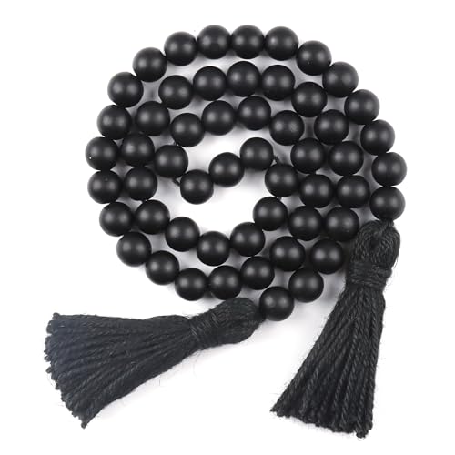 CEHJZQRPL Holzperlengirlande mit Quasten, rustikale Gebetsperlen im Boho-Stil for Boho-Wohnkultur, Wanddekoration(Black) von CEHJZQRPL