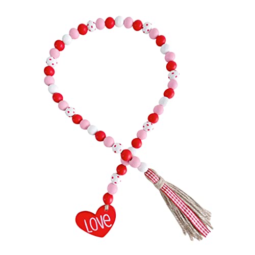 CEHJZQRPL Quaste Holzperlengirlande Valentinstagsdekor Handgefertigter Holzperlenanhänger for Home Party Decor(88X5CM) von CEHJZQRPL