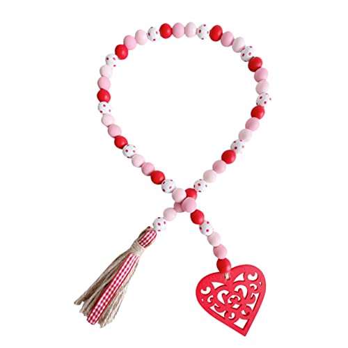 CEHJZQRPL Quaste Holzperlengirlande Valentinstagsdekor Handgefertigter Holzperlenanhänger for Home Party Decor(90X5CM) von CEHJZQRPL
