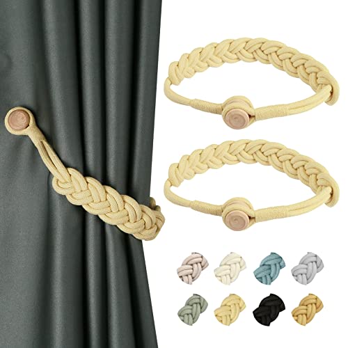 CEHJZQRPL Quasten-Vorhanghalter 2er-Pack magnetische Vorhang-Raffhalter, handgewebte Baumwoll-Raffhalter, Clip-Seil-Riemenschnalle, Raffhalter(Unique Colour) von CEHJZQRPL