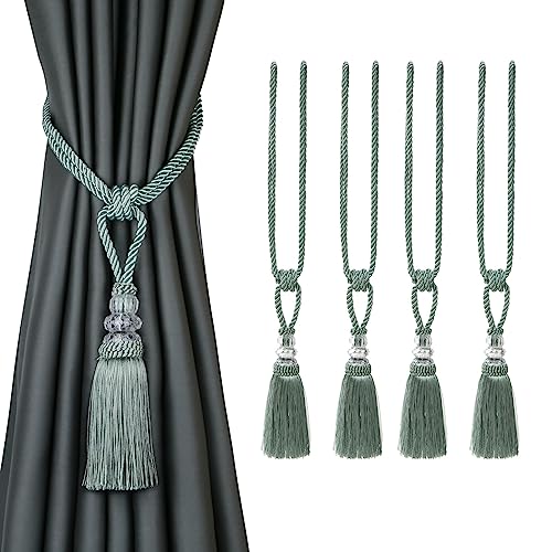 CEHJZQRPL Quasten-Vorhanghalter 4er-Pack Vorhang-Raffhalter, handgefertigt, Quasten, Kristall-Seil, Krawattenhalter, Heimdekoration(Blu) von CEHJZQRPL