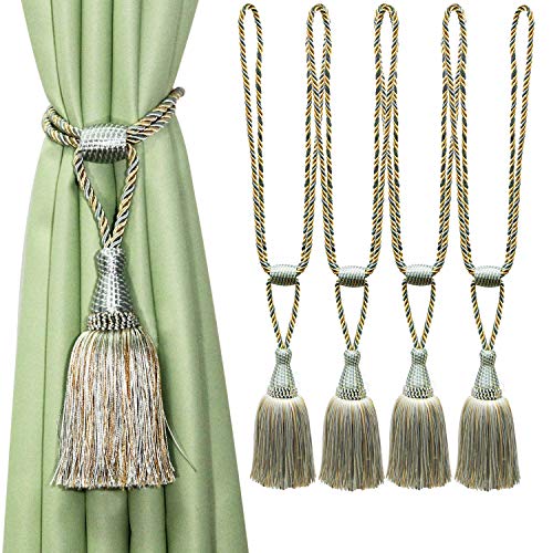 CEHJZQRPL Quasten-Vorhanghalter 4er-Pack Vorhang-Raffhalter, handgefertigt, elegant, mit Quasten, for Zuhause und Büro(Blu) von CEHJZQRPL