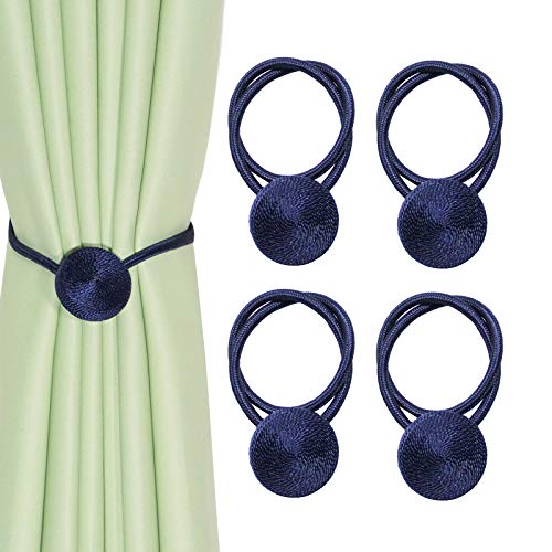 CEHJZQRPL Quasten-Vorhanghalter 4er-Pack magnetische Vorhang-Raffhalter, Fenster-Clips, Seil-Krawatten, kreative Raffhalter for Zuhause, Büro, dekorativ(Dark Blue) von CEHJZQRPL