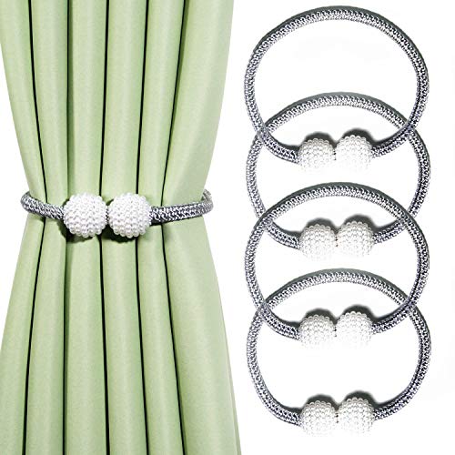 CEHJZQRPL Quasten-Vorhanghalter 4er-Pack magnetische Vorhang-Raffhalter-Clips, Perlen-Fensterbänder for das Home Office, dekorative Seilhalterungen, klassisches Halter-Design von CEHJZQRPL