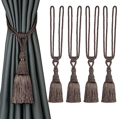CEHJZQRPL Quasten-Vorhanghalter Dekorative Vorhang Raffhalter Handgefertigte Elegante Seil Krawatten Quasten Holdbacks for Vorhänge(Flaxen,4pcs) von CEHJZQRPL