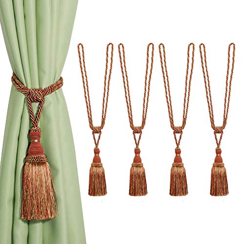 CEHJZQRPL Quasten-Vorhanghalter Dekorative Vorhang Raffhalter Handgefertigte Elegante Seil Krawatten Quasten Holdbacks for Vorhänge(Oranje,4pcs) von CEHJZQRPL