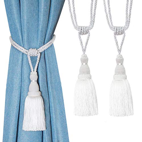 CEHJZQRPL Quasten-Vorhanghalter Dekorative Vorhang Raffhalter Handgefertigte Elegante Seil Krawatten Quasten Holdbacks for Vorhänge(Wit,2pcs) von CEHJZQRPL