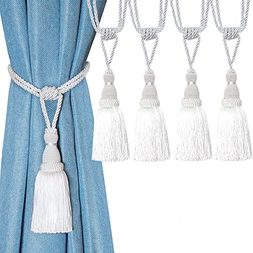 CEHJZQRPL Quasten-Vorhanghalter Dekorative Vorhang Raffhalter Handgefertigte Elegante Seil Krawatten Quasten Holdbacks for Vorhänge(Wit,4pcs) von CEHJZQRPL