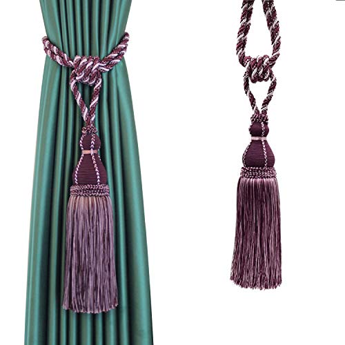 CEHJZQRPL Quasten-Vorhanghalter Raffhalter for Vorhänge, handgefertigt, Elegante Vorhangseil-Stufen, luxuriöse Vorhanghalter mit voller Quaste for die Dekoration im Home-Office(Purple,1pcs) von CEHJZQRPL