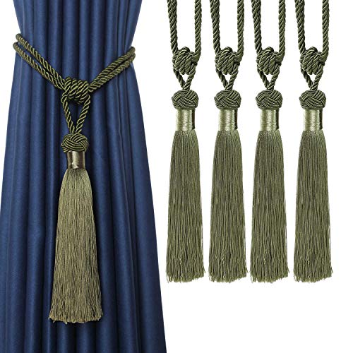 CEHJZQRPL Quasten-Vorhanghalter Vorhang Raffhalter Handgewebte Seil Krawatten Home Dekorative Quasten Holdbacks(Grün,4pcs) von CEHJZQRPL