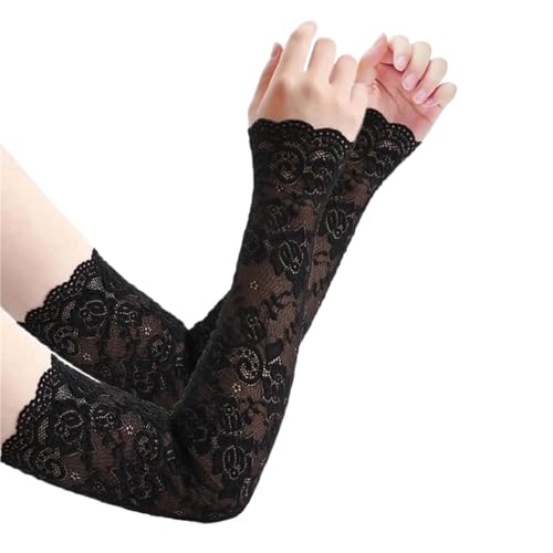CEHJZQRPL Sonnenschutz-Armstulpen, Mehrfarbig, 45 cm, 2er-Pack, atmungsaktive, schweißabsorbierende Baumwollfaser(Black) von CEHJZQRPL