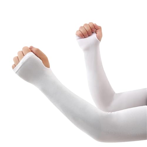 CEHJZQRPL Sonnenschutzärmel 3er-Pack Polyester-Armstulpen for Fahren, Radfahren, Laufen, Mehrfarbig(White) von CEHJZQRPL
