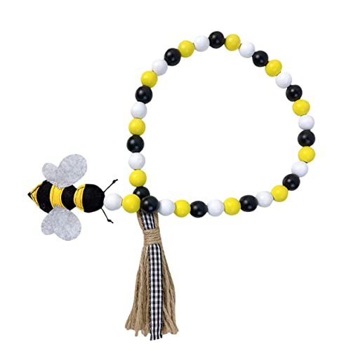 CEHJZQRPL String Bee Holzperlen Tag Girlande Quasten Bauernhaus Perlen Tag Banner Holzperlen Girlande Hängende Gebetsperlen(Assorted Color 1) von CEHJZQRPL