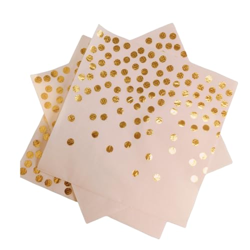 100 Stück Papier Servietten Glitter Servietten, CEILIWEN Party Papier Servietten 33x33cm - Cocktail Servietten - Gold Servietten - Rosa und Gold Servietten - Hochzeit Servietten von CEILIWEN