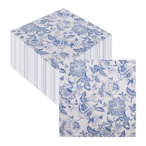 CEILIWEN Party-Servietten, Vintage-Seladon-Papierservietten, weiß-blaues Muster, 100 Stück, 33 x 33 cm, 2-lagig, Einwegservietten für Tischdekorationen CEILIWEN Party-Servietten, Vintage-Seladon-Papierservietten, weiß-blaues Muster, 100 Stück, 33 x 33 cm, 2-lagig, Einwegservietten für Tischdekorationen von CEILIWEN