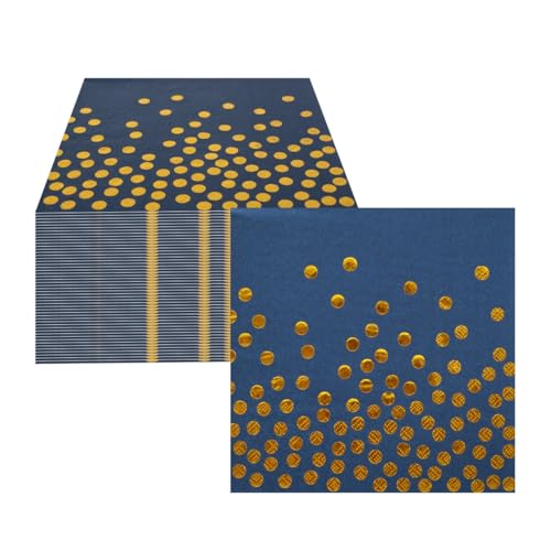 Party-Servietten, Blau und Gold, Marineblau, umweltfreundlich, 33 x 33 cm, 50 Stück Party-Servietten, Blau und Gold, Marineblau, umweltfreundlich, 33 x 33 cm, 50 Stück von CEILIWEN