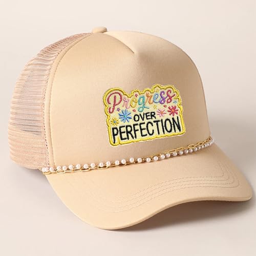 Aufnäher mit Aufschrift "Progress Over Perfection", 7,6 cm, lustige Blume, niedlich, motivierend, positiv, Humor, zum Aufbügeln oder Aufnähen, Stoffapplikation für Trucker, Hüte, Kleidung, Rucksack von CELAMONA