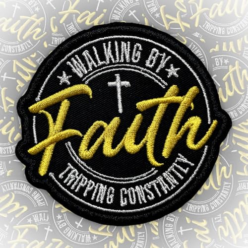 Walking by Faith Tripping Constantly Patch 7,6 cm, lustiges Kreuz, christliche Bibel, Pastor, Zitate, Humor, zum Aufbügeln oder Aufnähen, Stickerei, Stoffapplikation für Trucker, Hüte, Kleidung Walking by Faith Tripping Constantly Patch 7,6 cm, lustiges Kreuz, christliche Bibel, Pastor, Zitate, Humor, zum Aufbügeln oder Aufnähen, Stickerei, Stoffapplikation für Trucker, Hüte, Kleidung von CELAMONA