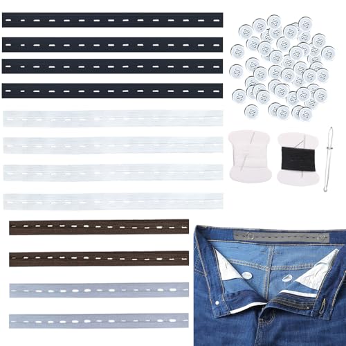 12 Stück Taillenspanner für Hosen, lockere Jeans, verstellbare elastische Jeans, Knopfspanner für Taillenstraffer, Knopflöcher, Hosen-Taillenverlängerung, elastische Taillenverlängerung für Hosen 12 Stück Taillenspanner für Hosen, lockere Jeans, verstellbare elastische Jeans, Knopfspanner für Taillenstraffer, Knopflöcher, Hosen-Taillenverlängerung, elastische Taillenverlängerung für Hosen von CELLIFEZY