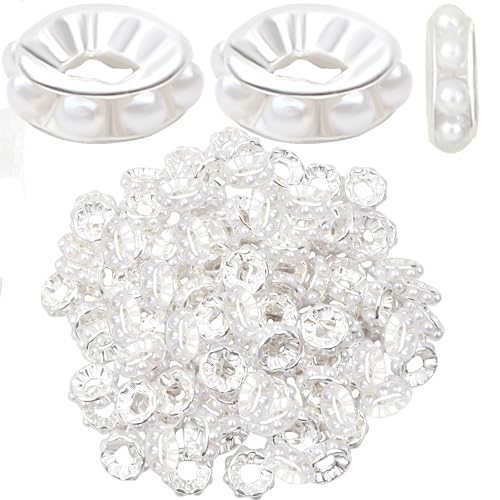 100 Stück 10 mm große Loch-Rondelle-Abstandshalter-Perlen, Messing, versilbert, Kunstperlen, runde Perlenstifte, lose Perlen, Zubehör für DIY-Armbänder, Ohrringe, Handwerk, Schmuckherstellung 100 Stück 10 mm große Loch-Rondelle-Abstandshalter-Perlen, Messing, versilbert, Kunstperlen, runde Perlenstifte, lose Perlen, Zubehör für DIY-Armbänder, Ohrringe, Handwerk, Schmuckherstellung von CELTCROTREE