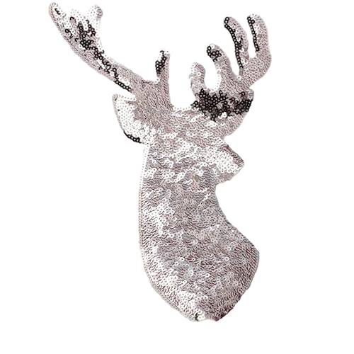 CEMELI 33 * 22cm Pailletten Weihnachten Hirsch Große Größe Pailletten Stickerei Patches Für Kleidung Eisen Auf Applikation Patches Stickerei Patches für Tuch von CEMELI