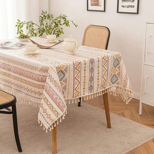 CEMELI 90~300 cm Tischdecke aus Baumwollleinen wasserfeste Tischdecke mit böhmischen Quasten schmutzabweisend für Geburtstagsessen zu Hause CEMELI 90~300 cm Tischdecke aus Baumwollleinen wasserfeste Tischdecke mit böhmischen Quasten schmutzabweisend für Geburtstagsessen zu Hause von CEMELI