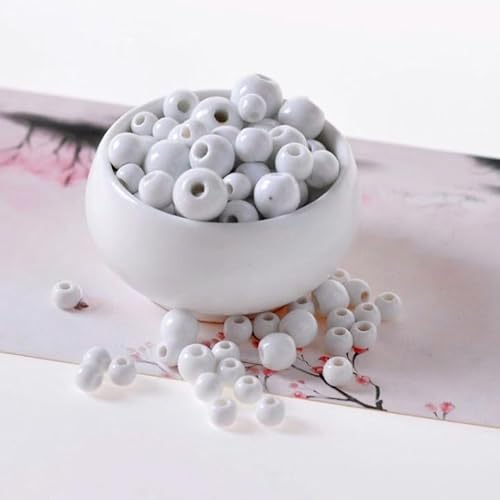 CEMELI Weiße Kugel Porzellanperle 6/8/10/12MM 50/100/150PCS Ofen handgemachte Keramikperlen für Schmuckherstellung Armband Spacer Perlen Bastelherstellung CEMELI Weiße Kugel Porzellanperle 6/8/10/12MM 50/100/150PCS Ofen handgemachte Keramikperlen für Schmuckherstellung Armband Spacer Perlen Bastelherstellung von CEMELI