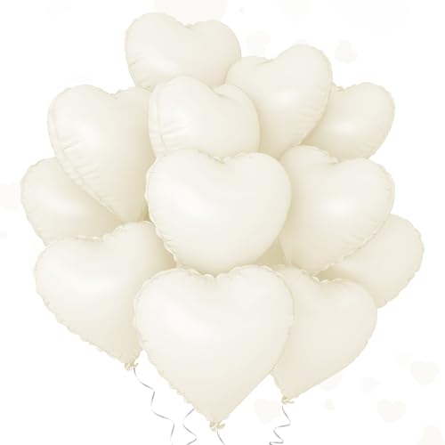 18 Zoll große cremeweiße Herz-Folienballons, luxuriöse Pastellherzen, 12er-Pack Herzballons, hochwertige Partydekoration für Hochzeiten, Verlobungen, Kinderzimmer, Babypartys und Geburtstage 18 Zoll große cremeweiße Herz-Folienballons, luxuriöse Pastellherzen, 12er-Pack Herzballons, hochwertige Partydekoration für Hochzeiten, Verlobungen, Kinderzimmer, Babypartys und Geburtstage von CENCERY