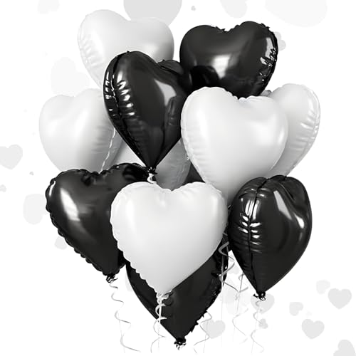 18 Zoll große schwarz-weiße Herz-Folienballons, luxuriöse Pastellherzen, 10er-Pack Herzballons, hochwertige Partydekoration für Hochzeiten, Verlobungen, Kinderzimmer, Babypartys und Geburtstage 18 Zoll große schwarz-weiße Herz-Folienballons, luxuriöse Pastellherzen, 10er-Pack Herzballons, hochwertige Partydekoration für Hochzeiten, Verlobungen, Kinderzimmer, Babypartys und Geburtstage von CENCERY
