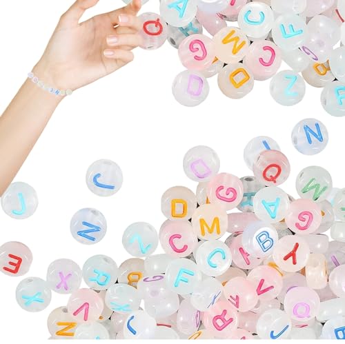 Acryl-Buchstabenperlen, 1000 Stück runde Perlen für Armbänder zum Selbermachen, Acryl-Bastelset, leichtes Schmuckherstellungsset für Erwachsene, Buchstabenperlen Acryl-Buchstabenperlen, 1000 Stück runde Perlen für Armbänder zum Selbermachen, Acryl-Bastelset, leichtes Schmuckherstellungsset für Erwachsene, Buchstabenperlen von CENMOO