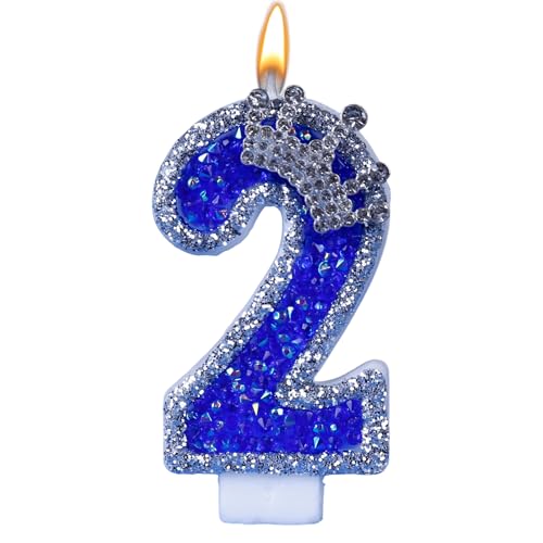 Blaue Geburtstagskerzen, Blaue Glitzerkerzen, 3D-Form-Kuchendekoration, Geburtstagskerzen mit Zahlen, Geburtstagskerzen für Hochzeiten, Meetings, Mottopartys, Jubiläen, Geburtstage von CENMOO