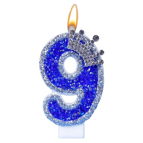 Blaue Geburtstagskerzen, Blaue Glitzerkerzen, 3D-Form-Kuchendekoration, Geburtstagskerzen mit Zahlen, Geburtstagskerzen für Hochzeiten, Meetings, Mottopartys, Jubiläen, Geburtstage von CENMOO