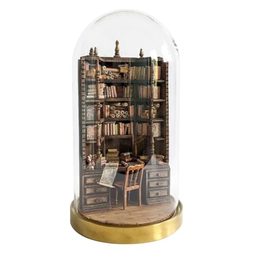 Bücherregal aus der Bucht, DIY-Set für Buchecke, Miniatur-Bücherregal aus Holz mit Büchern, kreative Dekorationen für Miniatur-Bibliothek, Geschenke für Miniatur-Bücherregal für die Familie, von CENMOO