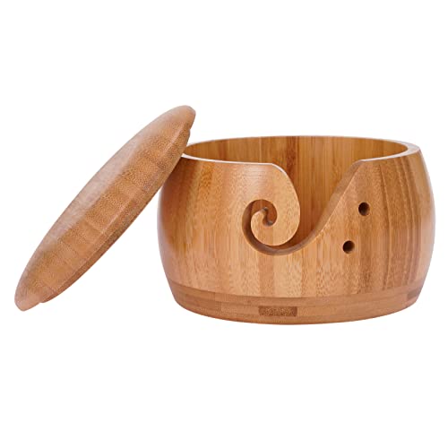 CENMOO Garnschale aus Holz zum Stricken, Bastelschüssel | Holzschale zur Aufbewahrung von Häkeln, tragbarer Halter für Häkelschüssel aus Holz für von CENMOO