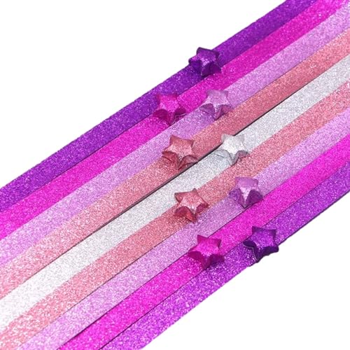 CENMOO Glitzerpapierstreifen für Sterne | 520 Blatt Glitzerpapier mit Farbverlauf | Kreatives Glückspapier, bunte Sternpapierstreifen für die Schule von CENMOO