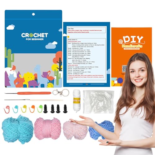 CENMOO Häkelanfänger-Set – Komplettes Häkelanfänger-Set mit Tieren mit Garn und Haken – Tragbares Strickzubehör zum Stricken und Lernen der Arbeit CENMOO Häkelanfänger-Set – Komplettes Häkelanfänger-Set mit Tieren mit Garn und Haken – Tragbares Strickzubehör zum Stricken und Lernen der Arbeit von CENMOO