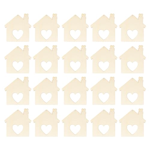 CENMOO Hausform, ausgeschnittene Ornamente für Haus aus Holz | 20 Stück Holzschild in Hausform - Holzschild mit hohlem Herzdesign, Dekoration für Zuhause, Party CENMOO Hausform, ausgeschnittene Ornamente für Haus aus Holz | 20 Stück Holzschild in Hausform - Holzschild mit hohlem Herzdesign, Dekoration für Zuhause, Party von CENMOO