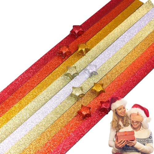 CENMOO Lucky Star Glitzer-Papierstreifen – 520 Blatt leuchtende Papierstreifen für Bastelarbeiten, Farbverlauf – farbiges Faltpapier, sicheres Sternpapier für Zubehör von CENMOO