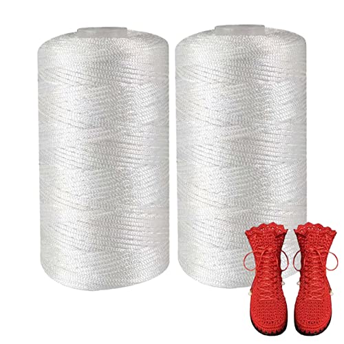CENMOO Nylongarn mit weicher Kordel, 2 Stück dünnes Nylon-Baumwollgarn zum Häkeln, Handytaschen und Autokissen mit Häkelgarn für DIY Weben CENMOO Nylongarn mit weicher Kordel, 2 Stück dünnes Nylon-Baumwollgarn zum Häkeln, Handytaschen und Autokissen mit Häkelgarn für DIY Weben von CENMOO