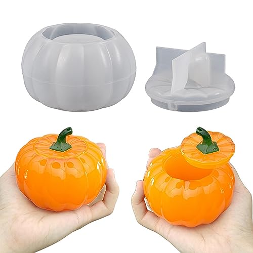 CENMOO Silikonform für Halloween, Kürbisform mit Deckel – Formen aus Epoxidharz, zum Basteln von Kürbis, Süßigkeitenbox, Kürbishütte von CENMOO