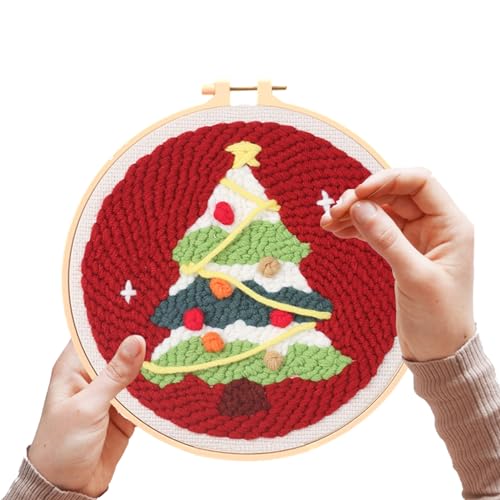 CENMOO Weihnachtsmann-Stickerei-Set, handbedruckte kreative Kits mit Weihnachtsmann-Mustern, Kreuzstich-Set für kreative Weihnachtsserie für Anfänger und Erwachsene von CENMOO