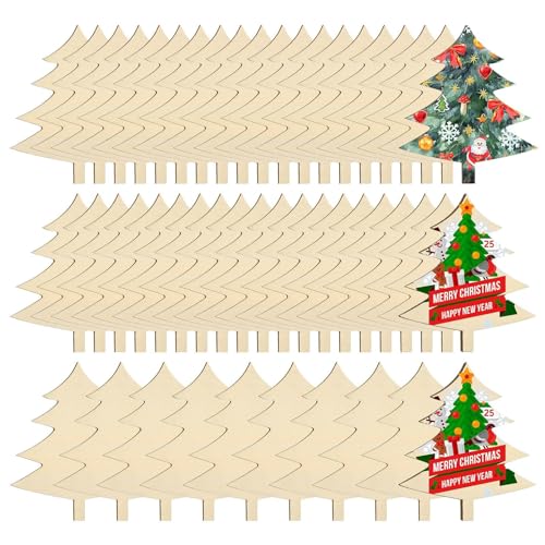 Unlackierter Weihnachtsbaum aus Holz, 25/50 Stück, hängende Ornamente zum Aufhängen, leere Verzierungen, DIY-Holzausschnitte für Geschenkanhänger, DIY-Handwerk Unlackierter Weihnachtsbaum aus Holz, 25/50 Stück, hängende Ornamente zum Aufhängen, leere Verzierungen, DIY-Holzausschnitte für Geschenkanhänger, DIY-Handwerk von CENMOO