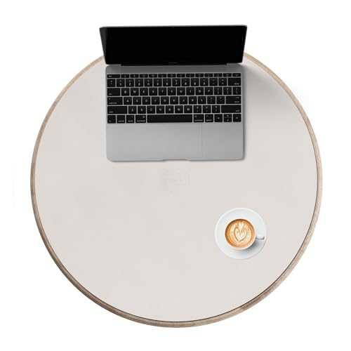 CENNBIE Leder & Kork Tischdecke, 60cm rund Tischtuch,wasserdichte Tischunterlage，Geeignet für Esstisch, Wohnzimmertisch, Couchtisch， kann zugeschnitten werde (Creme) von CENNBIE