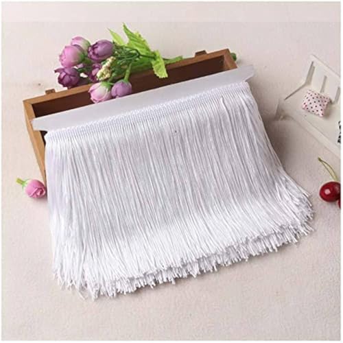 CENPEK 10 Yards von 4 Zoll Fransenbesatz Spitze Quaste Wei Chainette Fransenbesatz Band für Latin Dance Kleid DIY Kleidung Verschnerung Lampenschirm und Kissen Dekorationen-Wei von CENPEK